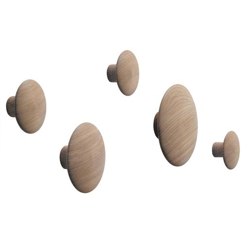 Muuto - Wandhaken \"The Dots\"" 5er-Set, Eiche geölt"