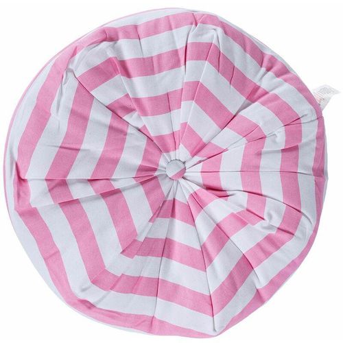 HOMESCAPES Bodenkissen Oktagon rosafarbene Streifen 100% Baumwolle mit Polyester Füllung Ø 40 cm - Rosa
