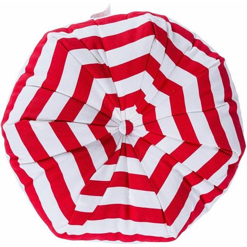 Homescapes - Bodenkissen Oktagon roten Streifen 100% Baumwolle mit Polyester Füllung ø 40 cm - Rot
