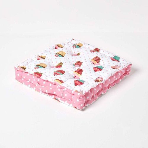 Homescapes – Sitzkissen Cupcakes 40 x 40 x 10 cm – Rosa