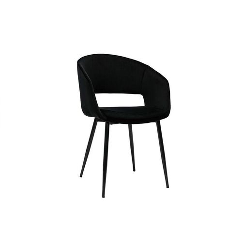 Design-Stuhl aus schwarzem Samt mit Füßen aus schwarzem Metall prisma - Schwarz