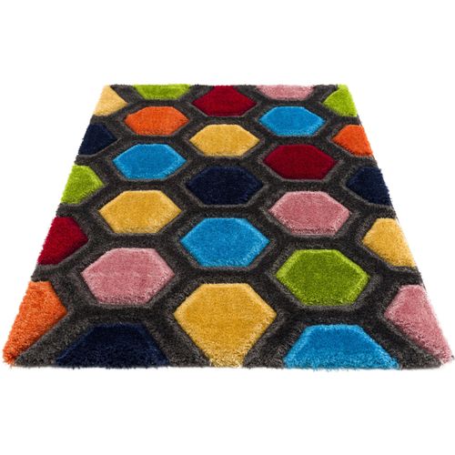 Hochflor-Teppich MY HOME "Bras" Teppiche bunt (multi) Wohnzimmerteppiche modernes 3D-Design, bunter Teppich
