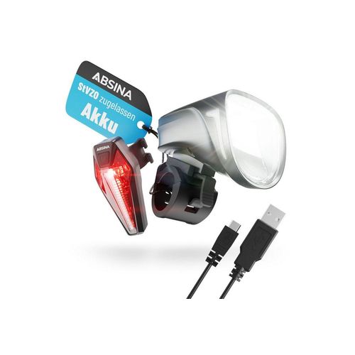 ABSINA Fahrradbeleuchtung LED Fahrradlicht Set USB aufladbar
