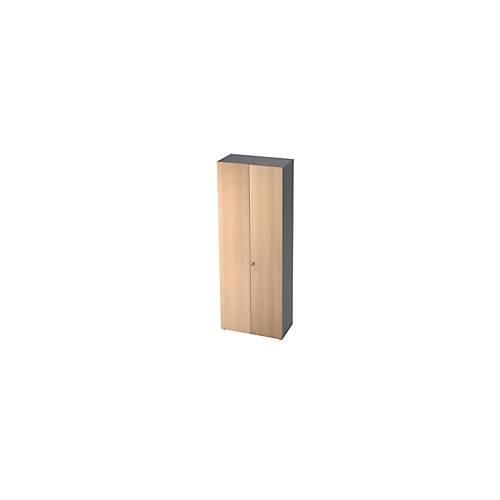 Garderobenschrank Topas Line, 6 Ordnerhöhen, abschließbar, B 800 x T 420 x H 2156 mm, graphit/Eiche-Dekor