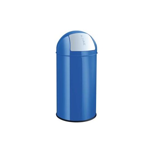 helit Abfallbehälter the dome, 30 Liter, Push Mülleimer mit verzinktem Metall-Innenbehälter und Gummibodenring, Farbe: blau