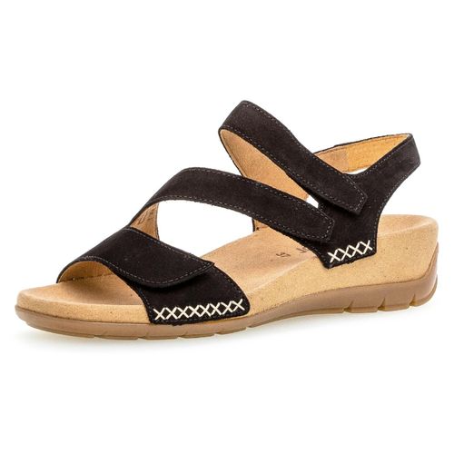 Keilsandalette GABOR schwarz Damen Schuhe Keilschuhe mit Kontrastnähten