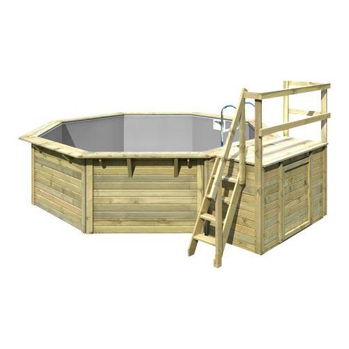 Karibu Gartenpool-Set »Modell 2« inkl. Terrasse - Grau - Edelstahl