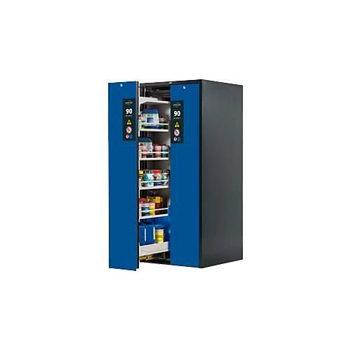 Sicherheitsschrank Typ 90 Asecos V-MOVE-90, 2 Vertikalauszüge, Anthrazitgrau/Enzianblau
