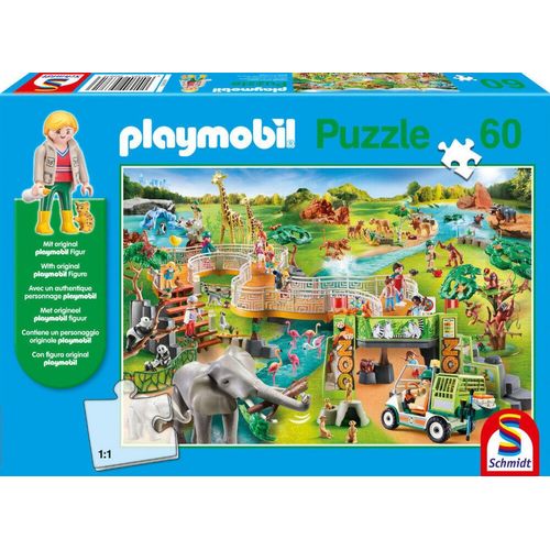 Schmidt Spiele Puzzle Zoo + Figur Playmobil