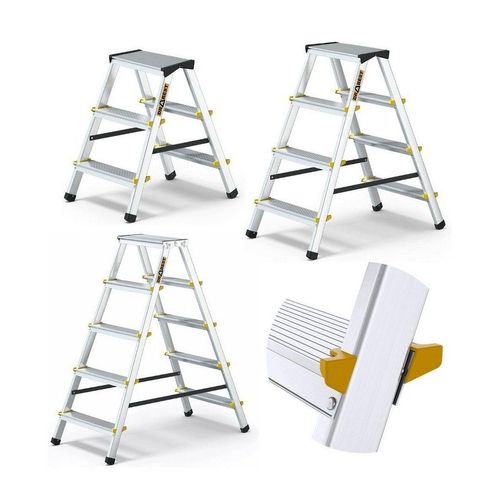 nm_trade Doppelleiter Doppelleiter Aluleiter 2x3 2x4 2x5 Stufen bis 150 kg TÜV