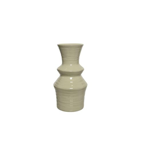 Vase Steingut, weiß, ca. 18 cm