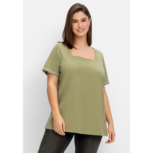 Shirt mit Karreeausschnitt, hellkhaki, Gr.56/58