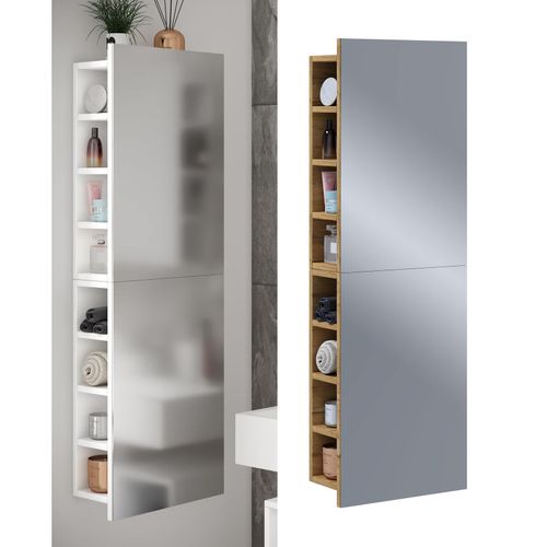 VCM Badschrank zeitlos Maße ca. H. 118 x B. 40 x T. 15 cm ausreichend Stauraum Spiegelschrank - Flandu XL