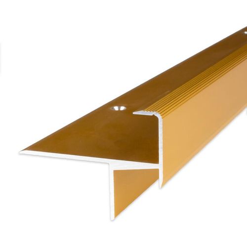 Laminat-Parkett-Treppenkante Aluminium eloxiert Goldfarbig Breite 33 mm Höhe 15.3 mm Länge 1000 mm Gebohrt Treppenkantenprofil Treppenwinkel