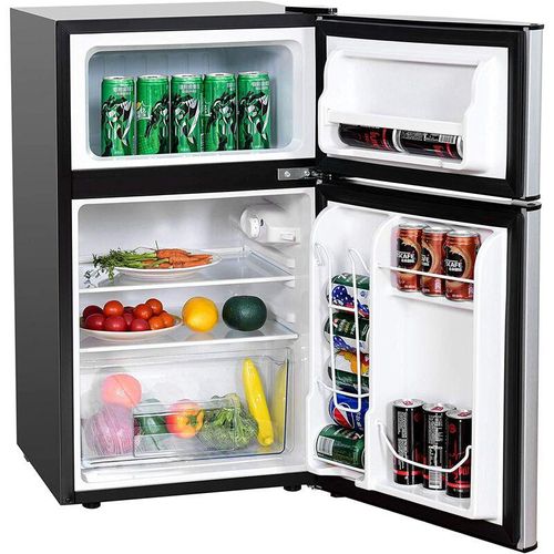 90L Kühlschrank mit 27L Gefrierfach Kühl-Gefrier-Kombination Standkühlschrank Gefrierschrank mini Kühlschrank Grau – Costway