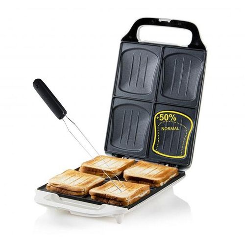 Sandwichmaker 4er Toaster mit Muschelplatte & Gabel 27x32cm