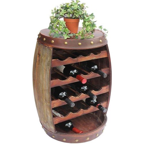 Weinregal Holz mit Ablage Weinfass 1546 Fass 70 cm Flaschenregal Flaschenständer Weinständer Bar – Dandibo