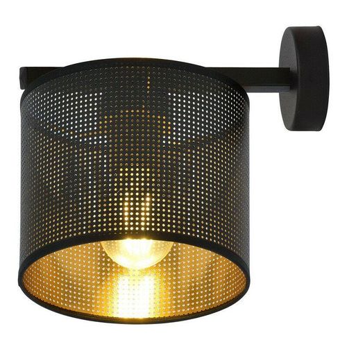 Emibig jordan Schwarze Wandlampe mit Schirm mit schwarzen, goldenen Stoffschirmen, 1x E27