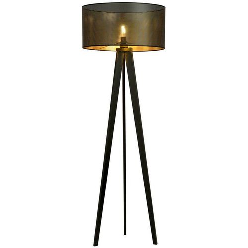 Emibig aston Schwarze dreibeinige Stehlampe mit schwarzen, goldenen Stoffschirmen, 1x E27