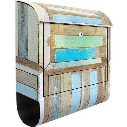 Micasia – Wandbriefkasten – Rustic Timber – Briefkasten Blau Größe: 46cm x 39cm