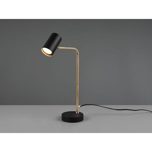 Meinewunschleuchte – led Schreibtischlampe in Messing / Schwarz matt, Spot schwenkbar, Höhe 45cm
