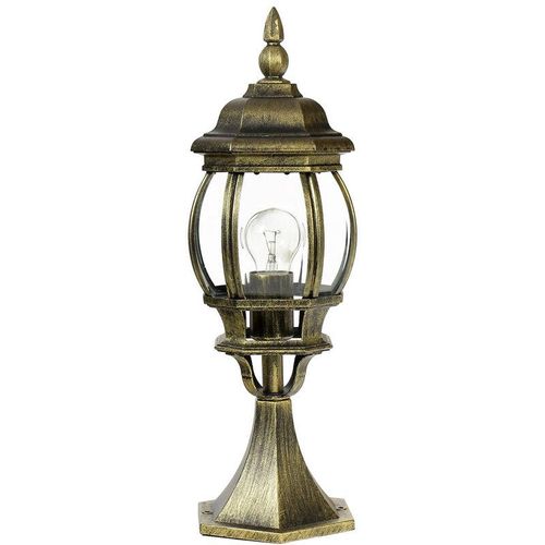 Kleine Sockel Steh Lampe für außen in Gold-Antik H:50,5cm - Gold Antik