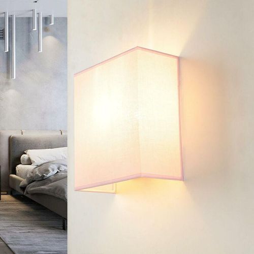 Loft Wandlampe alice Stoffschirm gemütlich E27 eckig – helles Rosa