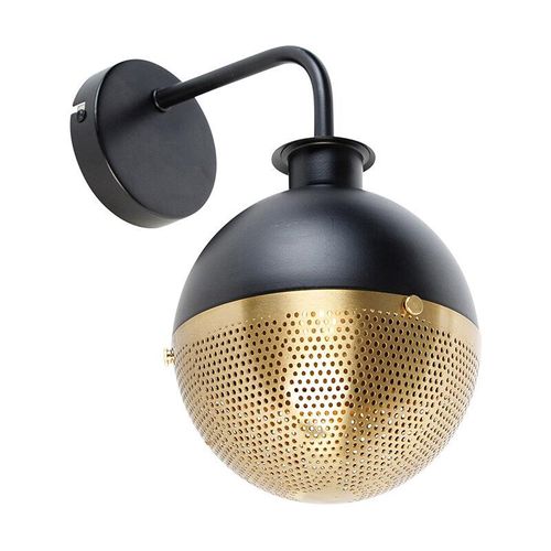 Industrielle Wandlampe schwarz mit Messing – Haicha – Gold/Messing