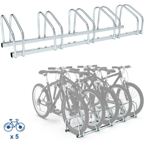 Todeco – Fahrradanlehnbügel, Fahrradständer, Passend für 5 Fahrräder, Größe: 132 x 32 x 26 cm, Montageart: Wandhalterung