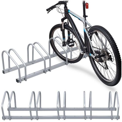 Fahrradständer Radständer Aufstellständer Mehrfachständer Fahrrad Ständer Boden- und Wandmontage Stahl bis 5 Fahrräder – sliber