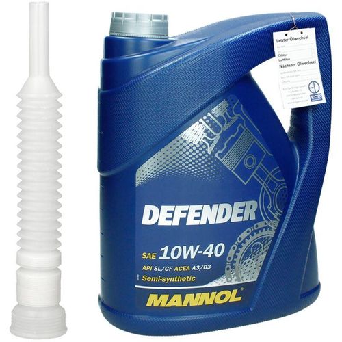 5L mannol Defender 10W-40 Motoröl + Auslaufschlauch