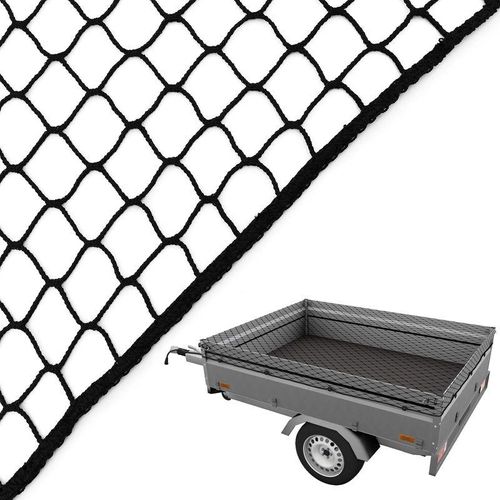 Caretec Anhängernetz Gepäcknetz zur Ladungssicherung Pkw Anhänger Netz Sicherung 3,0 x 3,5 m Abdecknetz inkl. Expanderseil