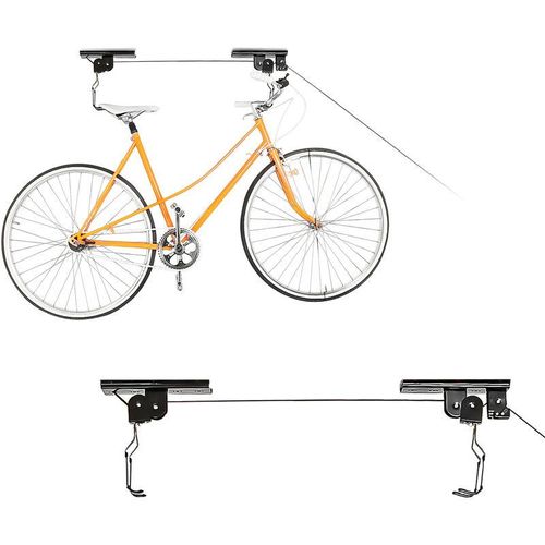 2 x Fahrradlift im Set, mit Seilzug, universal Fahrradhalterung, zur Deckenmontage, für 2 Fahrräder