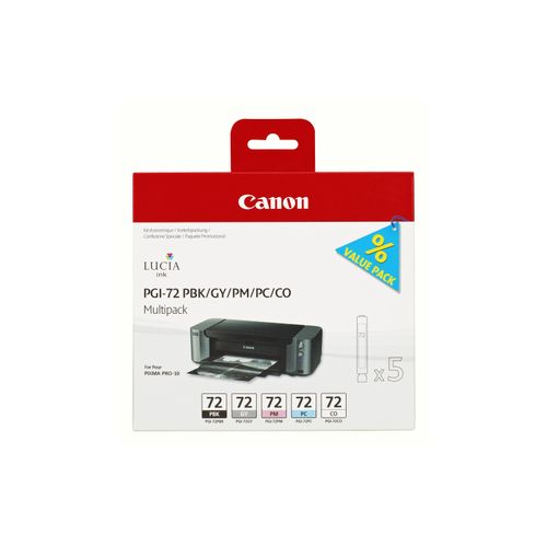 Canon Tintenpatrone »PGI-72 PBK/GY/PM/PC/CO«, (5 St.)
