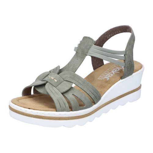 Keilsandalette RIEKER grün Damen Schuhe Keilschuhe mit Elastikeinsätzen
