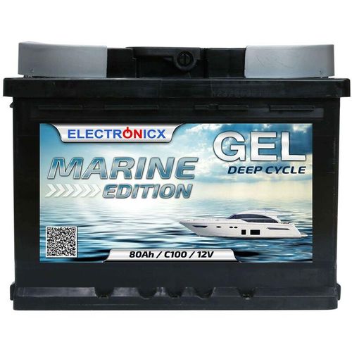 GEL Batterie 80AH Electronicx Marine Edition Boot Schiff Versorgungsbatterie 12V Akku Deep Bootsbatterie Autobatterie Solarbatterie Solar Batterien…