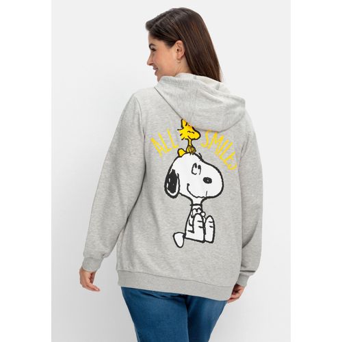 Kapuzen-Sweatjacke mit Snoopy-Print, grau meliert, Gr.44/46