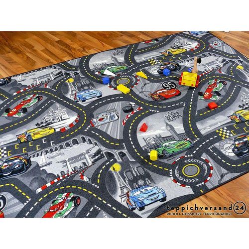 Snapstyle - Spiel Kinderteppich Disney Cars Grau - 100x100 cm