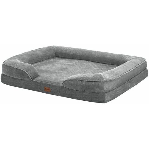 Juskys - Hundebett Sheena xl orthopädisch, waschbar & rutschfest – 105 x 82 x 17 cm– Hundesofa flauschig große Hunde Grau – Haustierbett Hundesofa