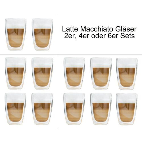 Haushalt International Latte-Macchiato-Glas Latte Macchiato-Gläser Doppelwandig isolierglas Extra lang warmhaltend