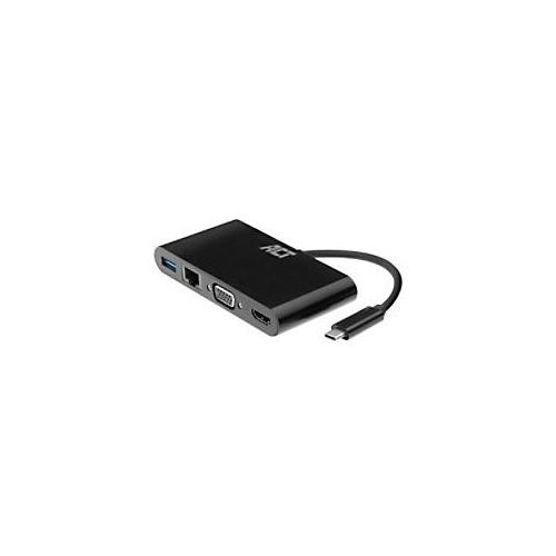 ACT Multiportadapter: USB-C auf HDMI oder VGA, 4K, mit Netzwerkanschluss und USB-Hub