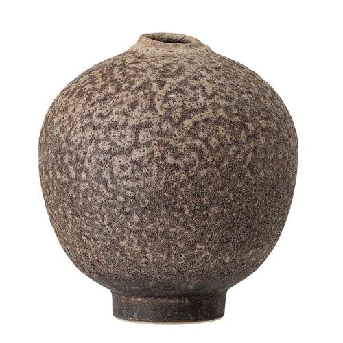 Bloomingville Vase Simonia aus Steingut, Ø 17 cm, Höhe 18 cm, braun