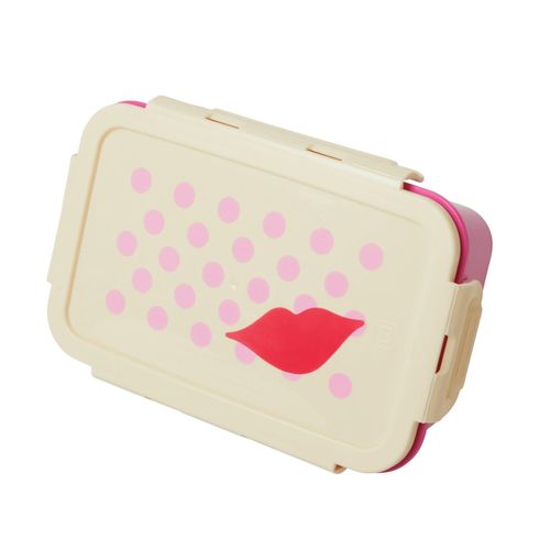 RICE Brotdose 5-tlg. Kiss Print, L21 x B14 x H7,5cm, pink