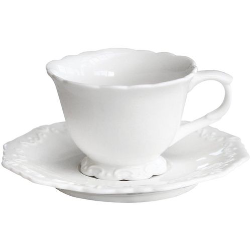 Chic Antique Provence Kaffeetasse mit Untertasse, D9,5 cm / 200 ml, weiß