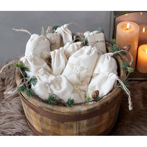 Chic Antique Adventskalendertüten 1-24, H14,5/L9,5/B0,5 cm creme