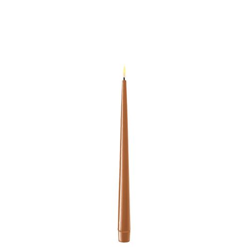 Deluxe Homeart LED Stabkerze mit Lack Real Flame 2er Set, Ø2,2 cm x H 28 cm, 2er Set, karamell