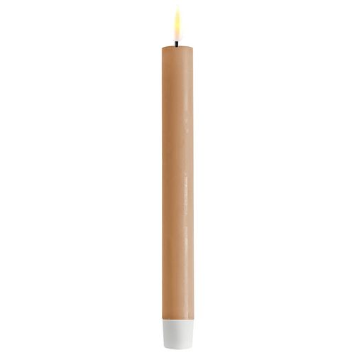 Deluxe Homeart LED 2er Set Stabkerze Real Flame, Ø2.2 x H24cm, 2er Set, karamell