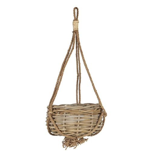 IB Laursen Blumenampel Hängekorb Rattan mit Juteschnur, H11/ Ø20 cm