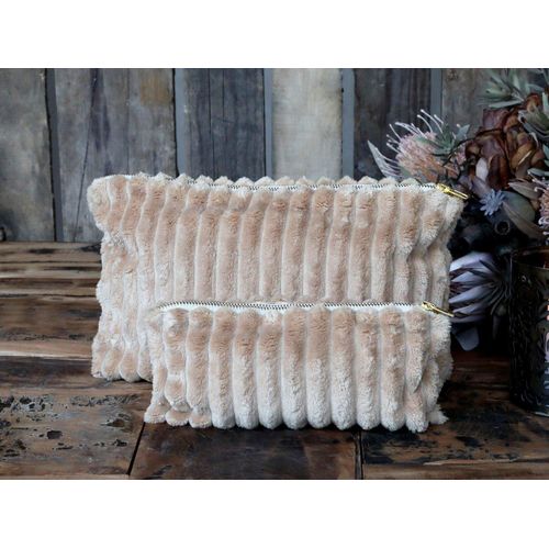 Chic Antique Kosmetikbeutel Velours, H12/L24/B1 cm, karamell