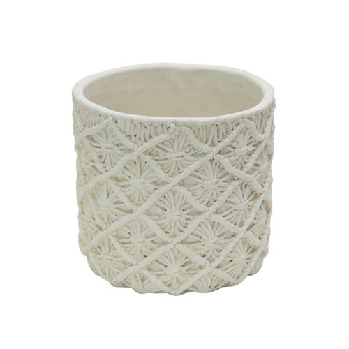 byRoom Blumentopf aus Garn, 23 x 21 cm, weiss